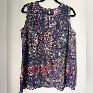 CAbi Stained Glass Keyhole Sleeveless Blouse Size Medium